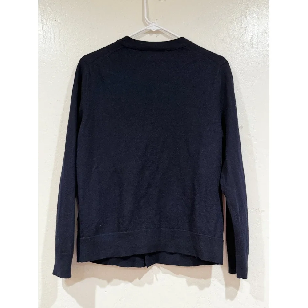 Banana Republic Mens Italian Merino Wool Cardigan Sweater Navy Blue Baruffa L